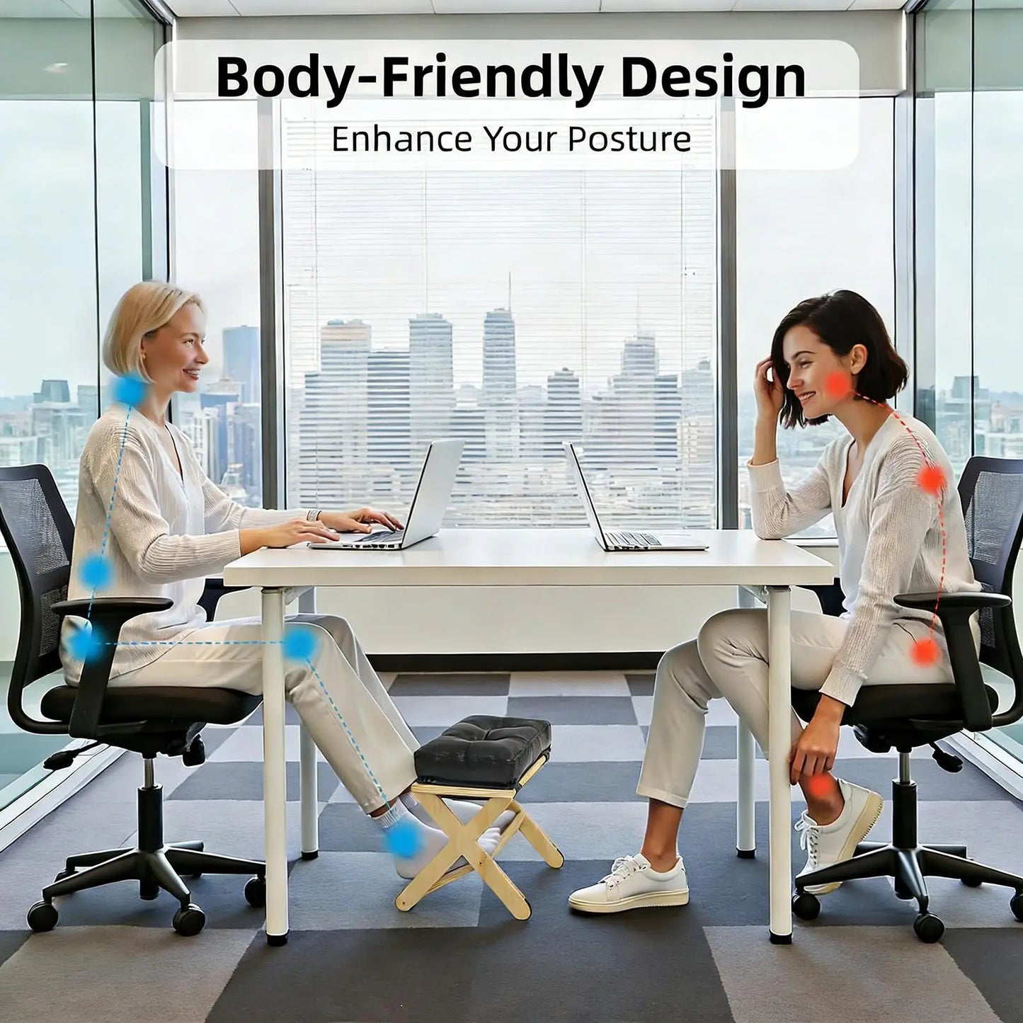 Desk Foot Stool Wooden Double-Layer Non-Slip Ergonomic Leg Rest Office Desk Footrest for Home Dorm Office Apartment Study