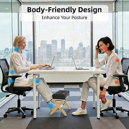 Desk Foot Stool Wooden Double-Layer Non-Slip Ergonomic Leg Rest Office Desk Footrest for Home Dorm Office Apartment Study