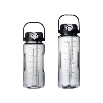 1.5/2Liter Sport Straw Water Bottle With Time Scale Plastic Summer Cold Juice Water Cup Large Capacity Portable Travel Bottles