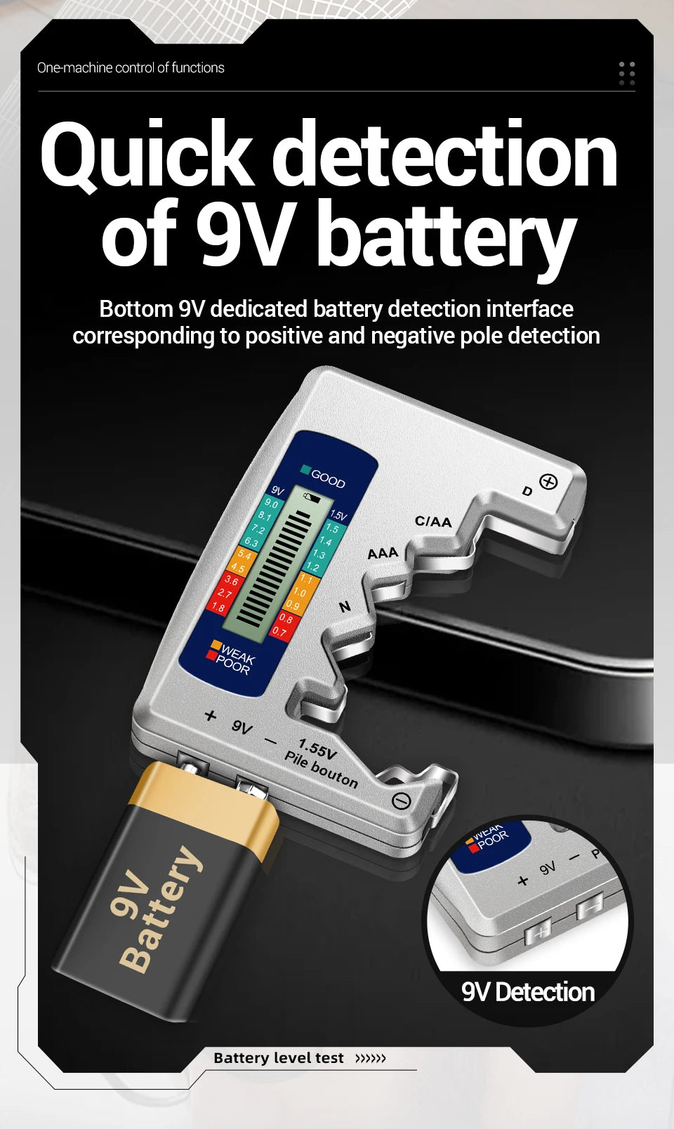 ANENG BT1688 Universal Card Battery Tester D C AA AAA N Battery Test Intuitive Detector Portable  9V 1.55V Button Cell Tools