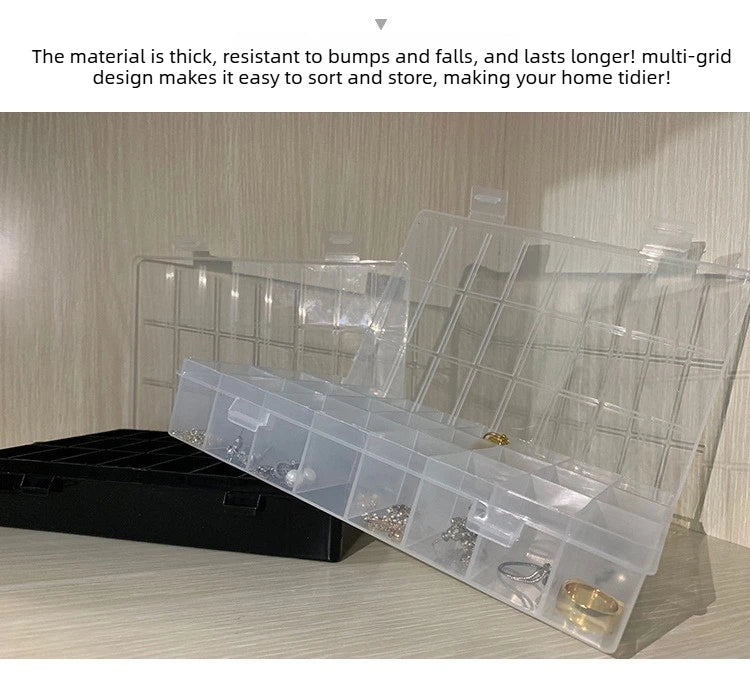 Clear 24-Compartment Plastic Organizer Boxs Dustproof Storage for Crafts Beads Jewelry Small Accessories Home Storage