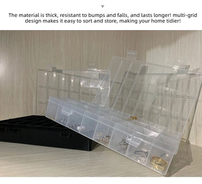 Clear 24-Compartment Plastic Organizer Boxs Dustproof Storage for Crafts Beads Jewelry Small Accessories Home Storage