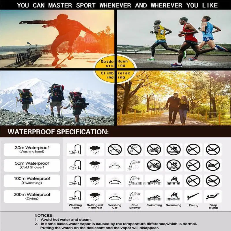 MAYZHISU Men's Sports Watch Waterproof LED Digital Wristwatches Stopwatch Alarm Clock Luminous Sport Watches for Man Teens