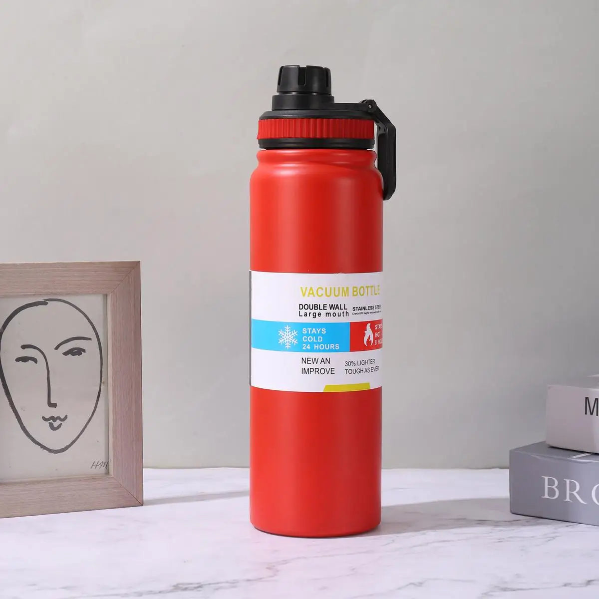 600/800/1000ML Sport Vacuum Flask Stainless Steel Thermal Water Bottle Car Insulated Cup Keeps Cold and Heat Travel Thermal Mug