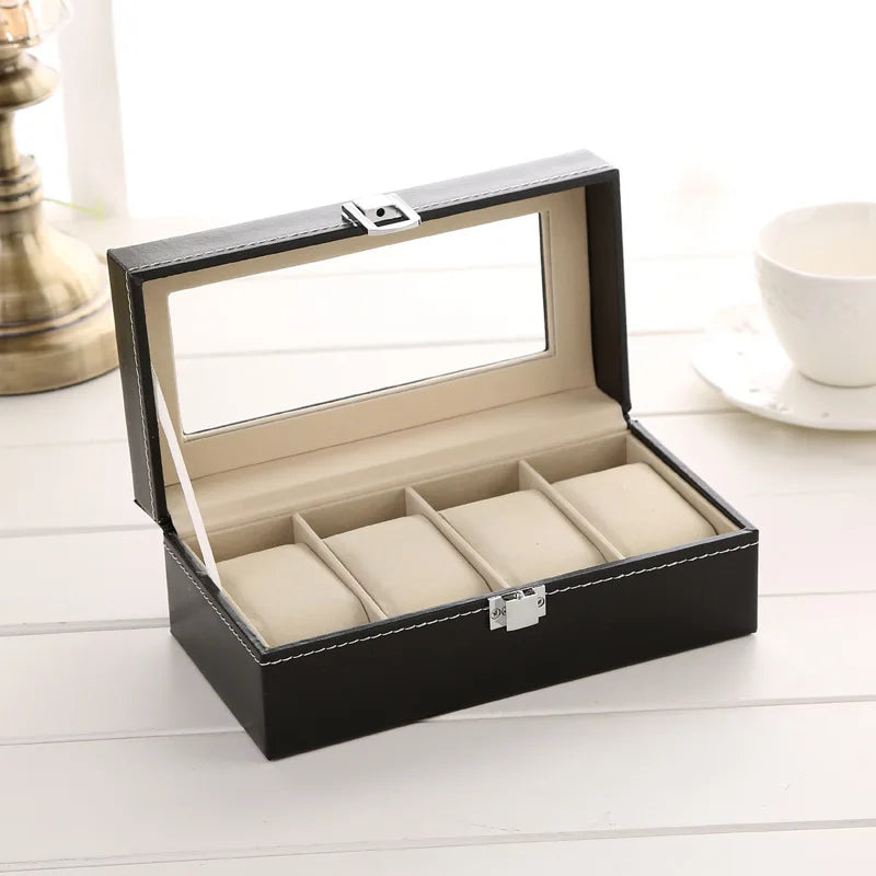 6/10/12Slots Gray Watch Boxes Watch Case with Large Glass Lid, Removable Watch Pillows, Watch Box Organizer, Gift for Loved Ones