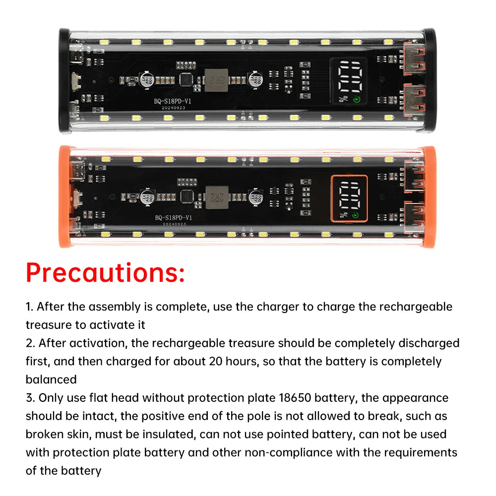 8Slots 18650/21700 Power Bank Case DIY Kit Mecha Transparent Quick Charge Flash Charger Battery Case Kit Power Bank Box Type C
