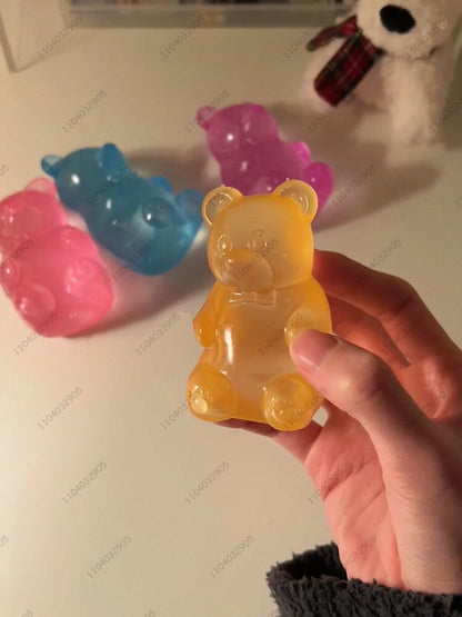 Gummy Bear Fudge Squeeze Toy Colorful Jelly Bean Gummy Candy Fidget Toy Anti Stress Release Hand Relax Toy