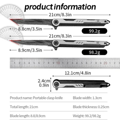 M390 Steel Feather Pattern Folding Knife Outdoor Camping Pocket Knife Portable Fruit Knife High Hardness Folding Knife