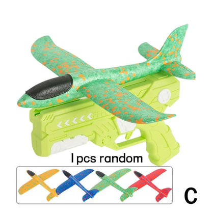 Outdoor Catapult Plane Toy for Kids One Click Ejection Foam Glider Airplane Shooting Game Sports Toys Gift for Boys Girls
