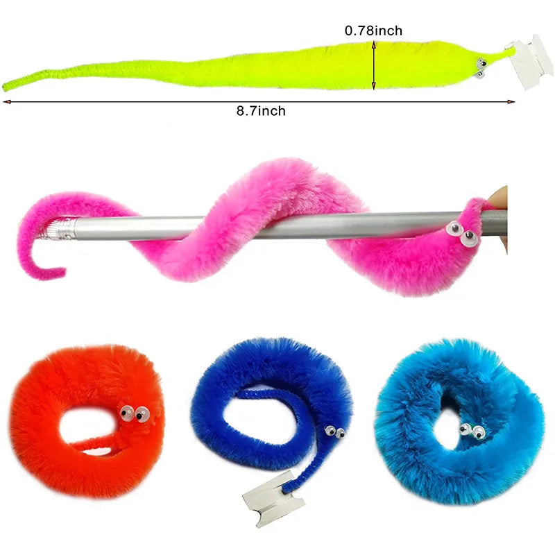 Fuzzy Magic Worm Trick Toys For Kids Wiggly Twisty Worm On a Invisible String Carnival Party Favors Children Magic Props