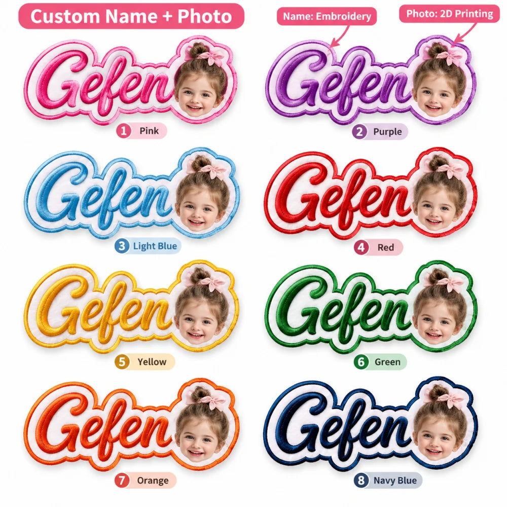 Personalized Photo Embroidered Patch, Custom Name Adhesive Back Patch, DIY Decor Badge for Backpacks,Hats,Jackets & School Gifts
