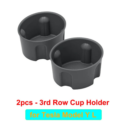 for Tesla Model YL 2026 Accessories Third 3 Row Water Cup Holder Y L 3rd Row Silicone Cup Insert Anti-Slip Cup Tray Organizer