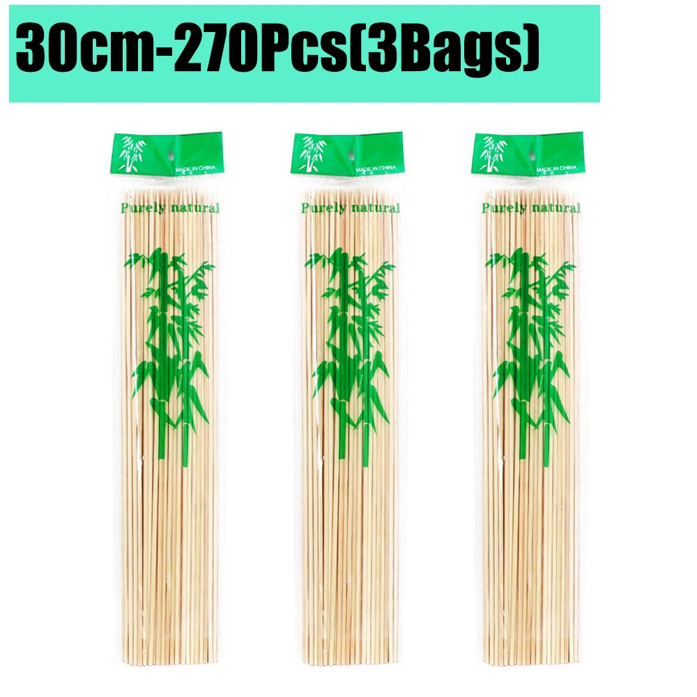 90-1350Pcs Bamboo Wooden BBQ Skewers Sticks Disposable 15/20/25/30cm for Grilling, Fruit, Kabob,BBQ, Barbecue, Camping, Outdoor