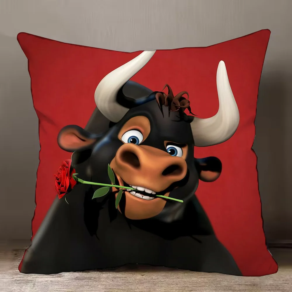 Cute Cartoon Ferdinand Pillow Case Pillowcase Anti-dustmite Pillow Invisible zipper silky short plush Sofa cushion cover