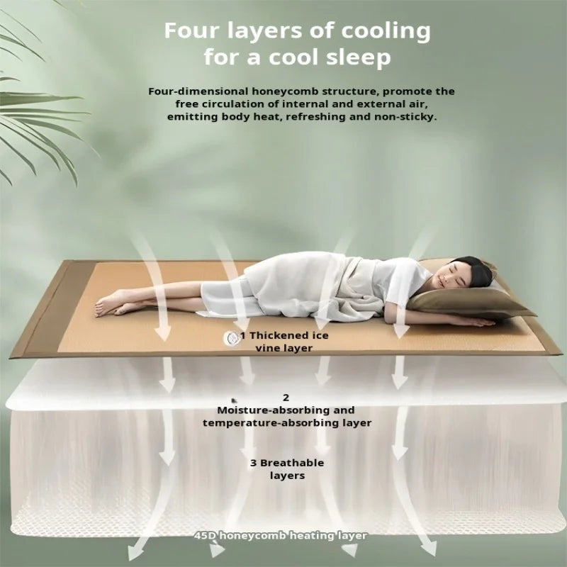 Ice Silk Cooling Mat Natural Mountain Foldable Double Bed Mattress Mugwort Cooling Pad Summer Sleep Cooling Bedding for Couple