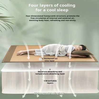 Ice Silk Cooling Mat Natural Mountain Foldable Double Bed Mattress Mugwort Cooling Pad Summer Sleep Cooling Bedding for Couple