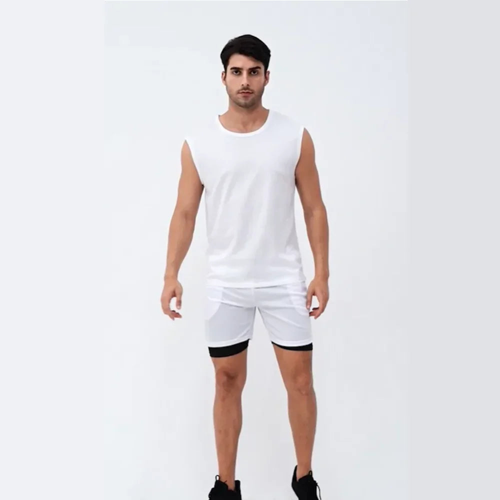 elastic sleeveless running Gym men's and women's free custom logo compression vest, quick drying sports sleeveless T-shirt
