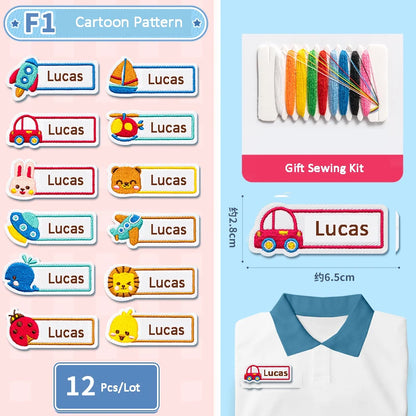 Customized Name Embroidery Stickers Sewing Tag For Kids Children Cloth Schoolbag Towel Washable Name Label