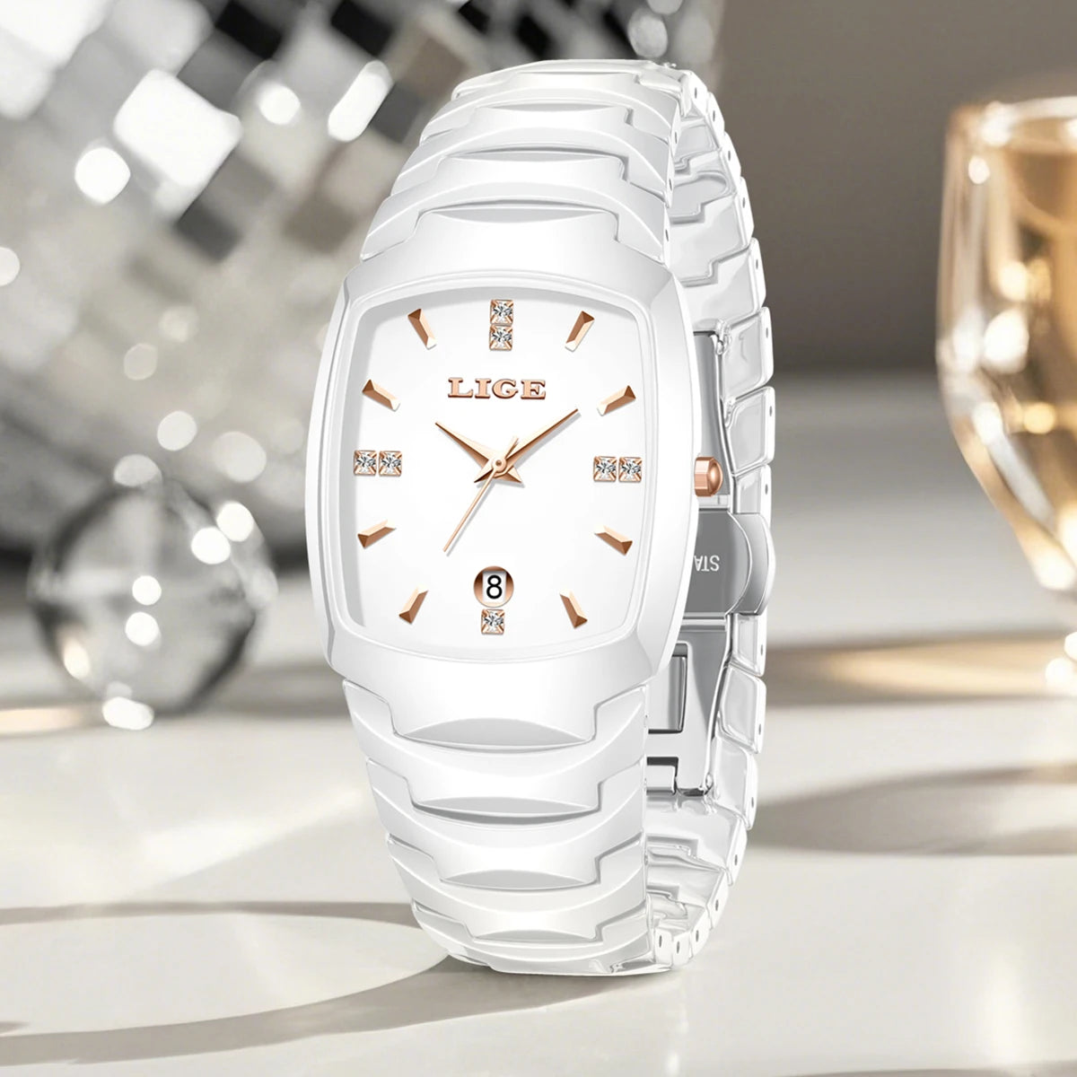 LIGE New Ladies Waterproof Watch Luxury Ceramic Braceletz Women Watches Creative Fashion Original Elegant Quartz Wristwatch Gift