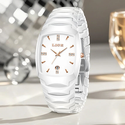 LIGE New Ladies Waterproof Watch Luxury Ceramic Braceletz Women Watches Creative Fashion Original Elegant Quartz Wristwatch Gift