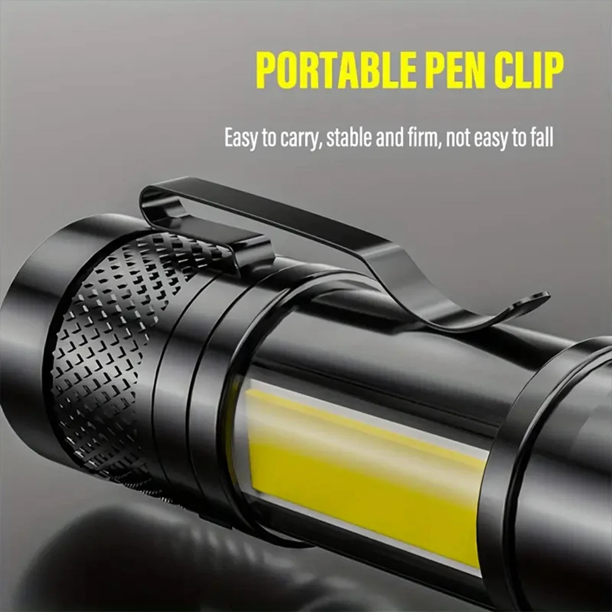 LED+COB Portable Flashlight Zoomable Small Torch USB Rechargeable Outdoor Camping Fishing Long Range Camping Emergency Lantern