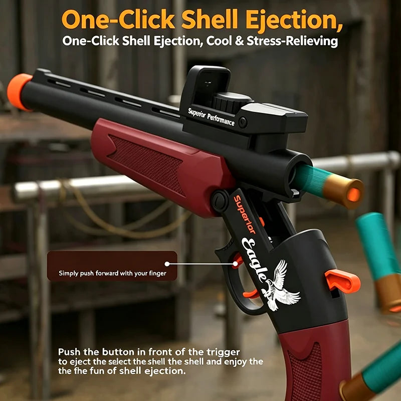 Shell-Ejecting Shotgun Blaster with Suction Cup Soft Darts – Cool Shell Ejection Action, Great Festival Gift, Ideal for Outdoor