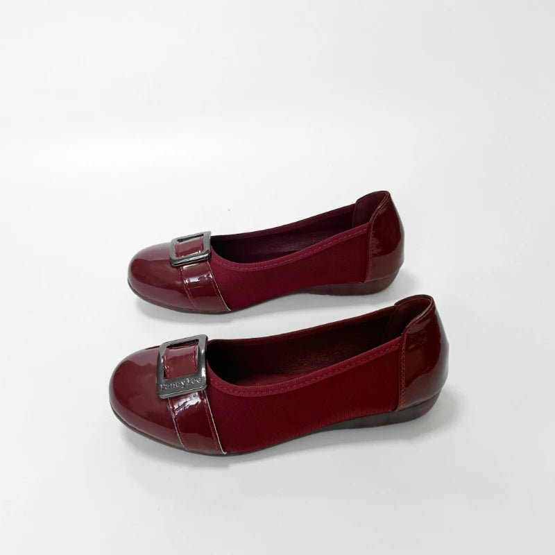 Women Flat Shoes Comfortable Slip On Loafers Vintage Square Buckle Soft Sole Ballet Flats Spring Office Work Casual Footwear