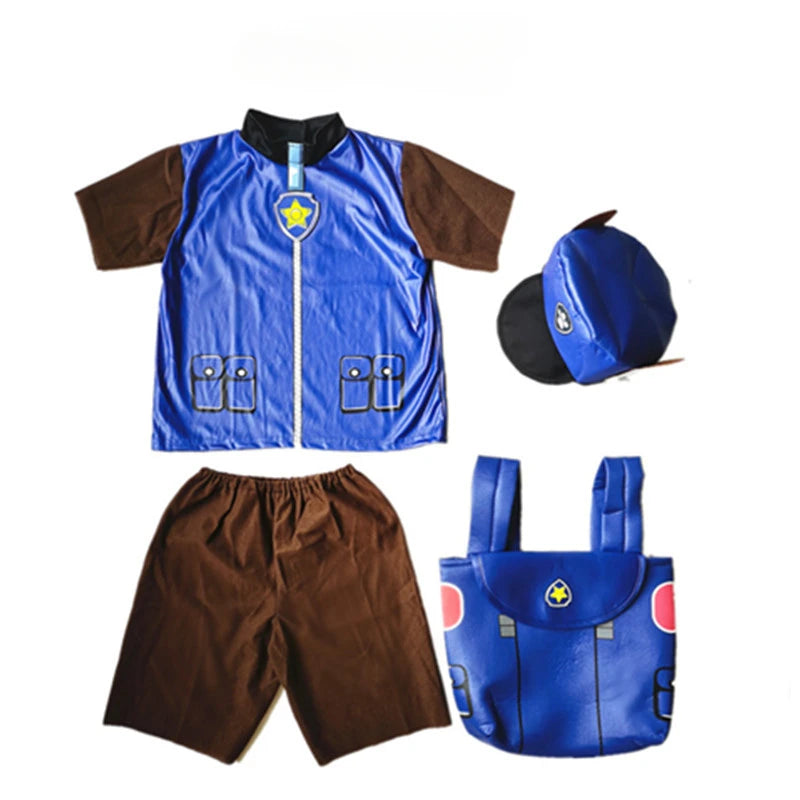 Paws Patrols T Shirt Shorts Hat with Backpacks Set Chase Marshall Role Playing Costumes Cartoon Party Performance Clothes