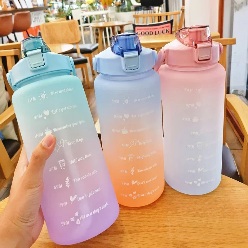 Sports Water Bottle 2 Liters Bottle Drinking Plastic Large Portable Travel Fitness Cup High Value Big Fat Cup Adult Universal