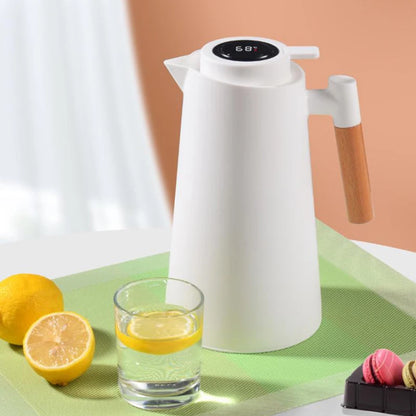 1Pc 1000ML Thermos Bottle Nordic Thermos For Hot Water Intelligent Water Heater Kettle Jug Bottle Vacuum Flask Wooden Handle