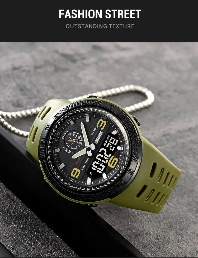 SKMEI  Outdoor Sports Men's Electronic 1655 Watch Dual Display Multi functional Waterproof Student Exploration Watch