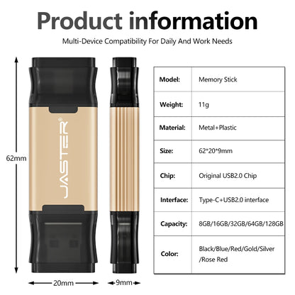 TYPE-C USB Flash Drive 128GB USB-C Memory Stick Business Gift Pen Drive 64GB 32GB Black Blue Golden Pendrive 16GB 8GB 4GB 128MB
