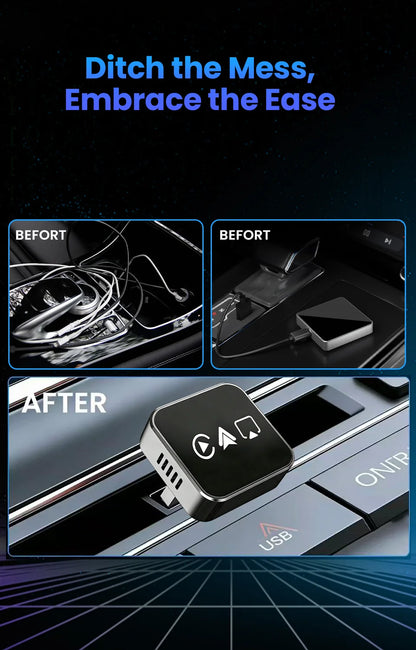 CarRocket 2026 4in1 New  Carplay Adapter Wireless Android Auto Mirror Link Smart MiNi AI Box USB Plug and Play Auto Connect WiFi