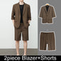 KIDWHXR Summer Men Outfit Thin Breathable Solid Color Male 2-piece Suit Set Loose Business Casual Man Short Sleeve Suits