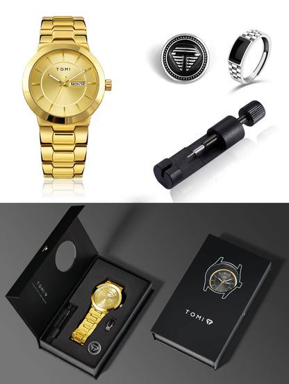 TOMI Luxury Business Men's Watch Gift Box Set Lapel Box Trendy Simple Multi-functional Quartz Watch Men's Watch Christmas