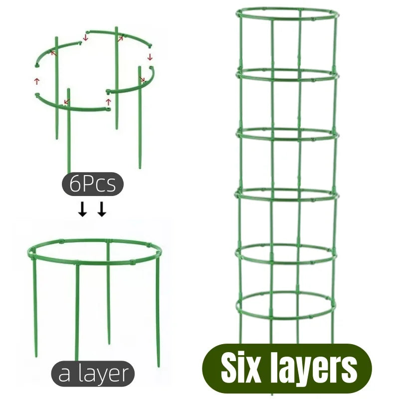 2-6Set Plant Support Plant Stakes Round Plant Support Ring Plastic Plant Cage Holder Flower Pot Climbing Trellis Gardening Tools