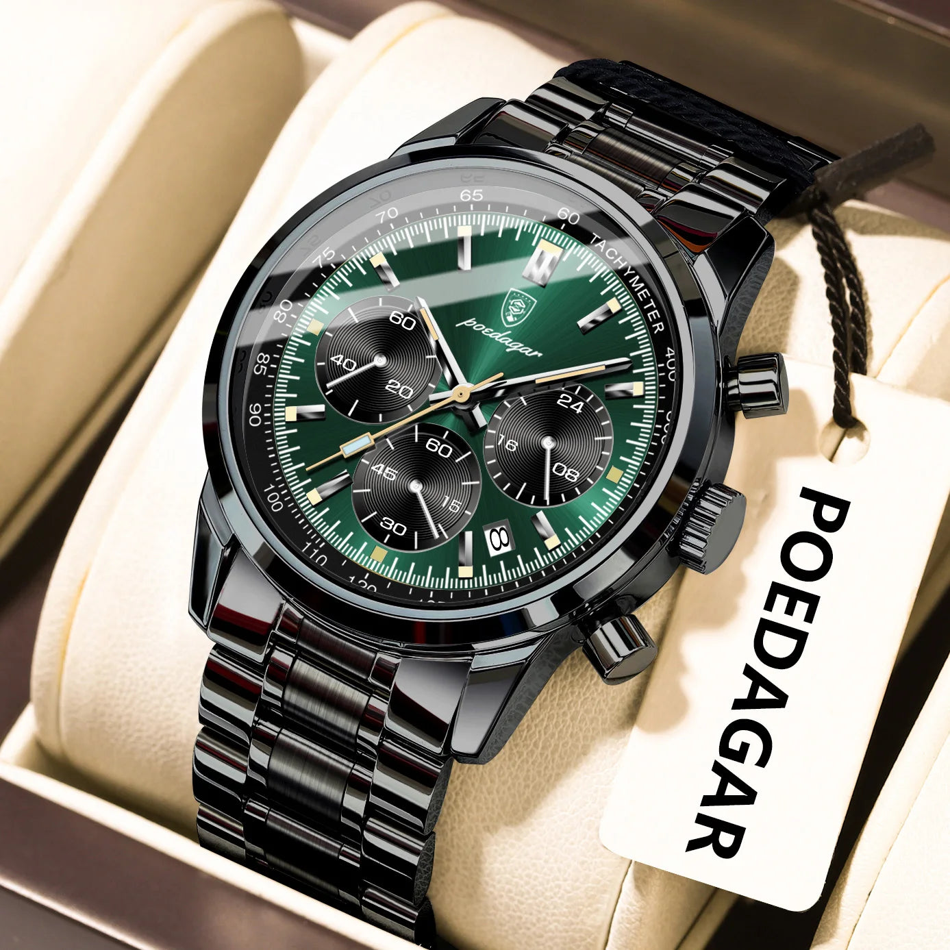 POEDAGAR Luxury Fashion Men Wristwatch Waterproof Luminous Chronograph Date Man Watch Stainless Steel Sport Quartz Men's Watches