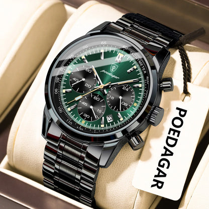 POEDAGAR Luxury Fashion Men Wristwatch Waterproof Luminous Chronograph Date Man Watch Stainless Steel Sport Quartz Men's Watches
