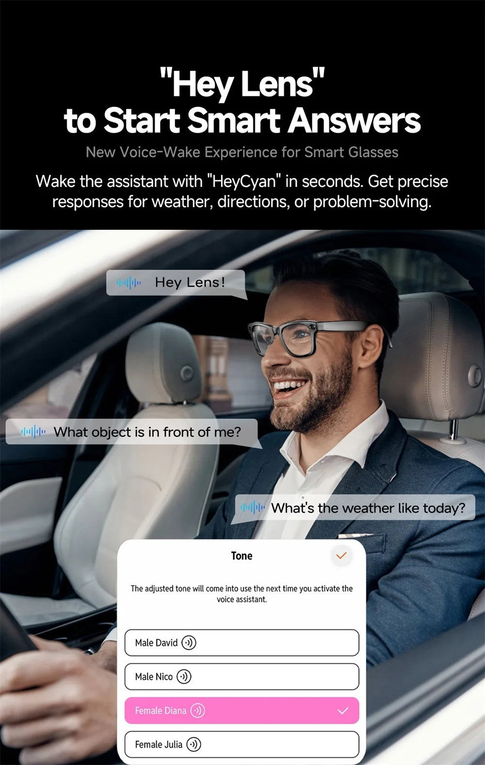 Smart Glasses With 800W Intelligent Translation Al Voice Wake-up Intelligent Q&A Interaction Call Noise Reduction EIS Anti Shake