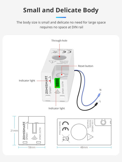 Zemismart Smart Energy Meter Zigbee Monitor Electric Sensor Measure Work with Tuya App Supports Home Assistant via Zigbee2MQTT
