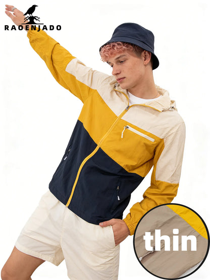 Men's UV-protective Jacket Breathable Thin Lightweight Coat Spring/Summer Hooded Sports Outerwear Waterproof Clothing