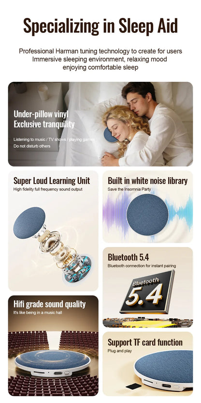 Under Pillow Sleep Speaker Ultra Slim HiFi Noise Reduction Bone Conduction Sound Machine for Deep Sleep Relaxation 2026 New ﻿