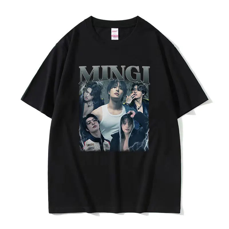 Kpop Ateez Mingi 2026 Graphic T Shirt Men's Hip Hop Korean O-Neck Short Sleeve T-shirts Glothing Fashion Vintage Cotton T-shirt