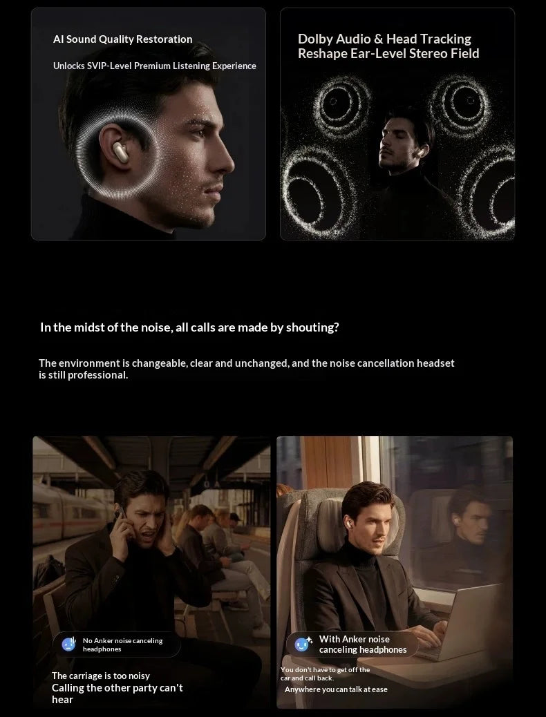 New Anker Liberty 5 Pro Max Noise-Canceling Earphones ANC Active Noise AI Personal Assistant Bluetooth Earphones Gifts