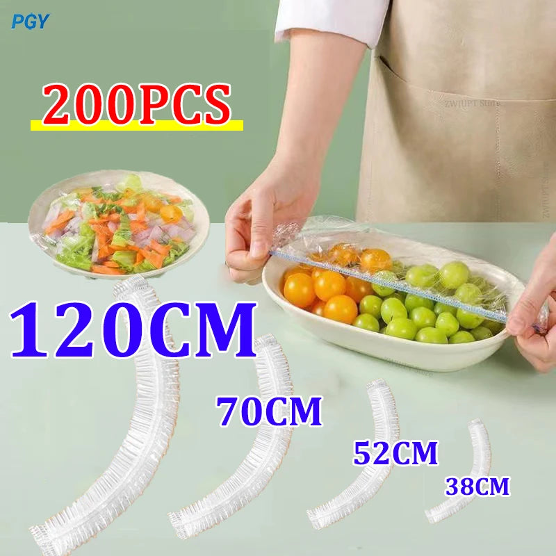 120/70/52CM Disposable Kitchen Accessory Food Cover Storage Bag Saver Dust Food Grade Fresh Lids Elastic Shower Headgear Cover