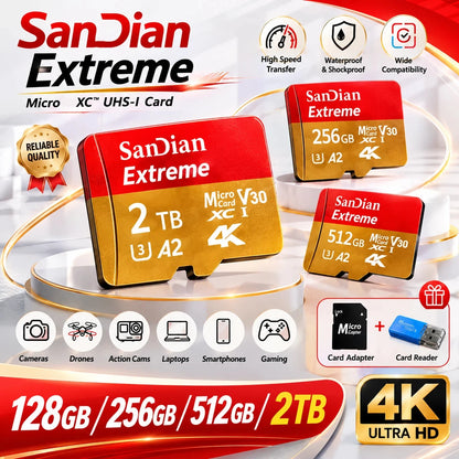 128GB Micro TF SD Card Portable Storage Card for Smartphone Tablet Camera
