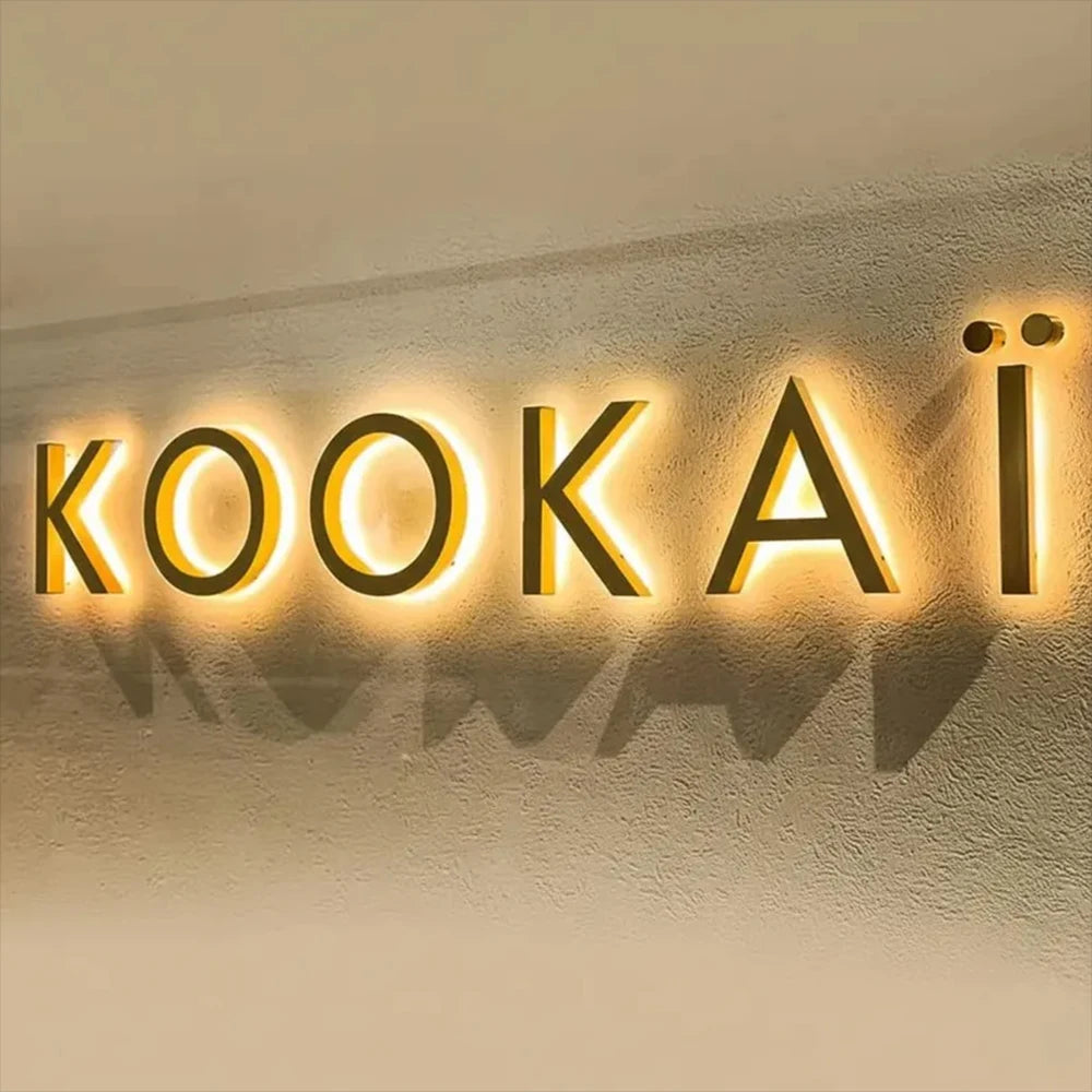 Custom Business Logo LED Illuminated Backlit Sign 3D Metal Stainless Steel Letters Outdoor Storefront Trade Show Signage