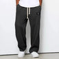 Men Waffle Knit Wide Leg Pants Elastic Drawstring Casual Trousers Loose Streetwear Workout Jogger PantsS-4XL