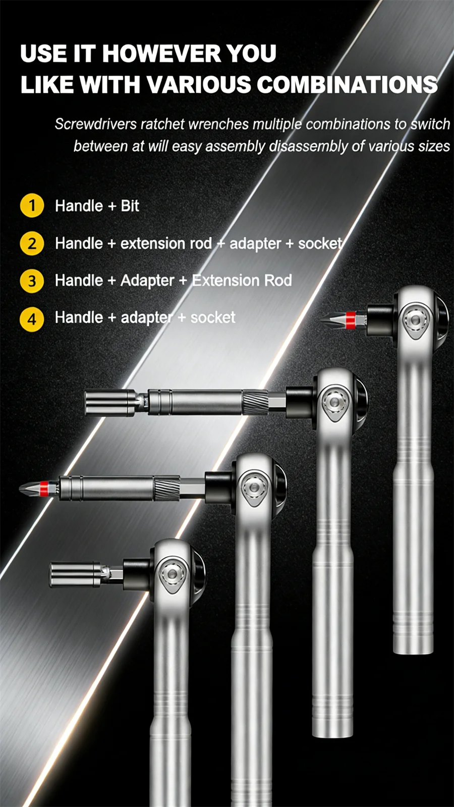 2026 New Ratchet Screwdriver Set Magnetic Wrench Semi-automatic Multi-purpose Sleeve Toolbox Bicycle Repair Tools DIY Tools Kit