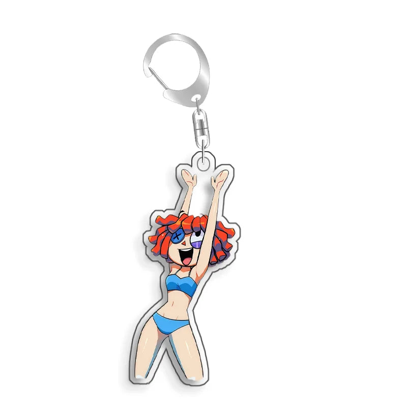 For The Amazing Digital Circus Ragatha Pomni Gangle Caine  Acrylic Selfmade Cute Cartoon Anime Keychain Pendant Toy Gifts 5cm